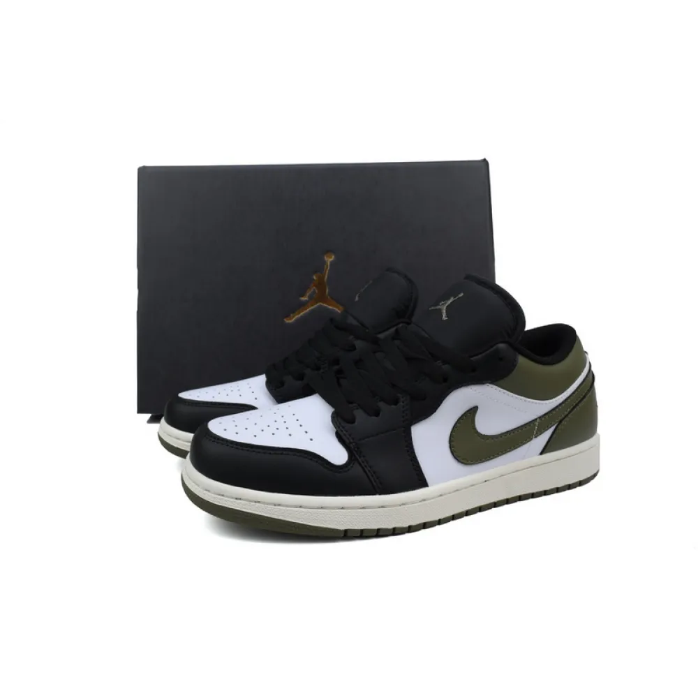 XH Air Jordan 1 Low Black Toe Medium Olive