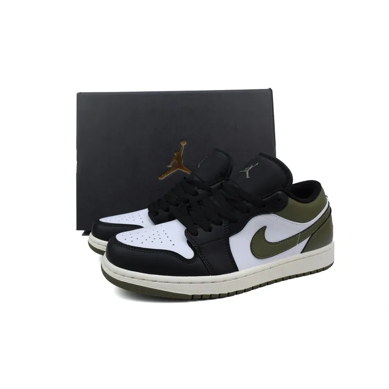 XH Air Jordan 1 Low Black Toe Medium Olive