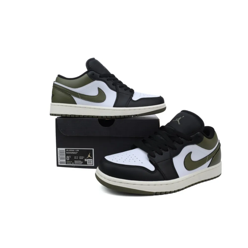 XH Air Jordan 1 Low Black Toe Medium Olive