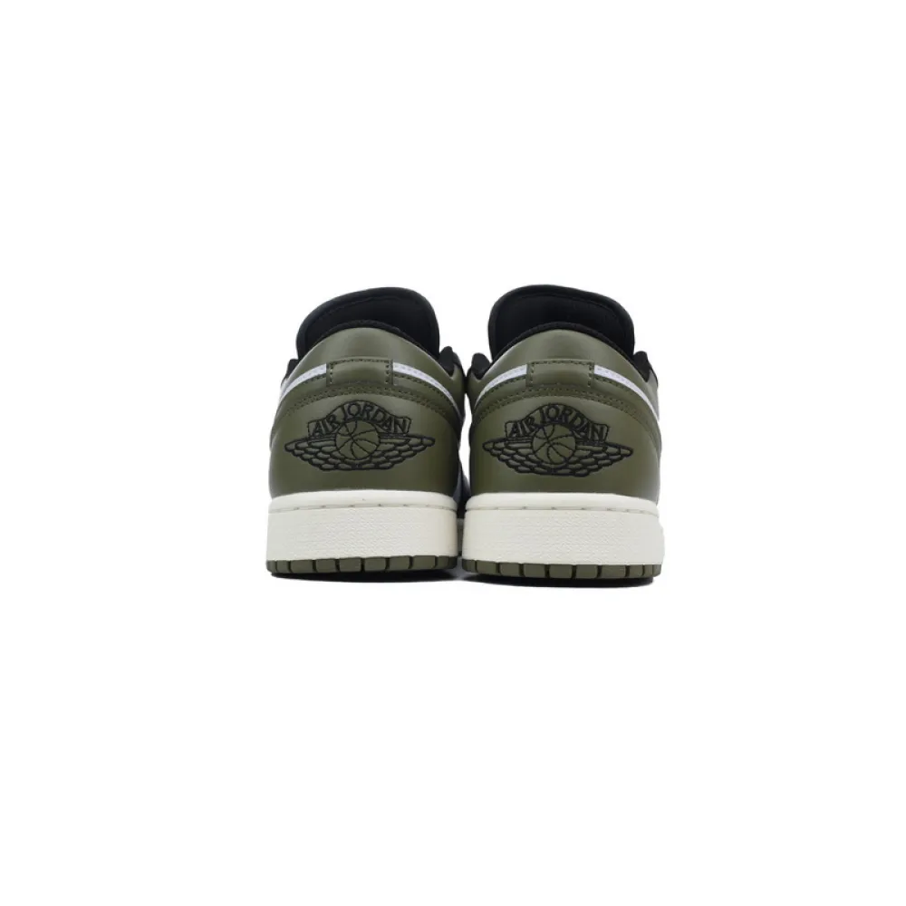 XH Air Jordan 1 Low Black Toe Medium Olive