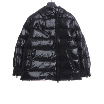 Pink lining down jacket with oblique zipper 01