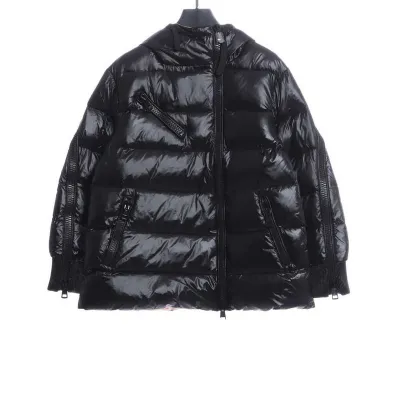 Pink lining down jacket with oblique zipper 01