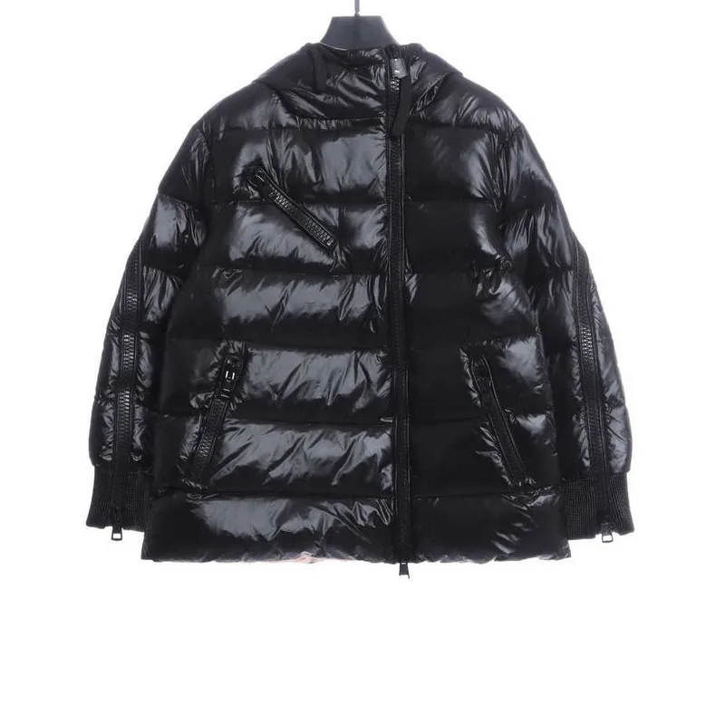 Pink lining down jacket with oblique zipper