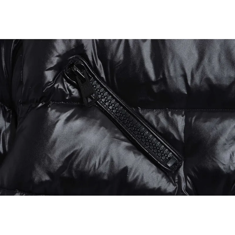 Pink lining down jacket with oblique zipper