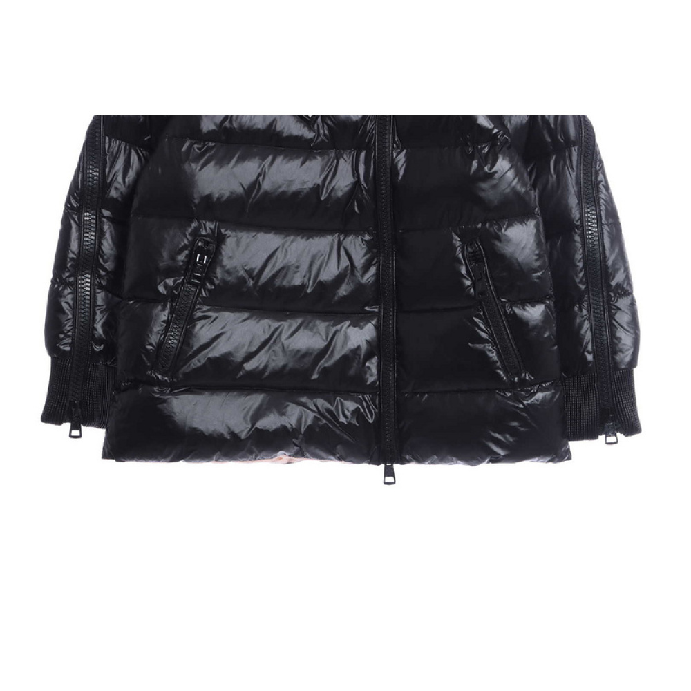 Pink lining down jacket with oblique zipper