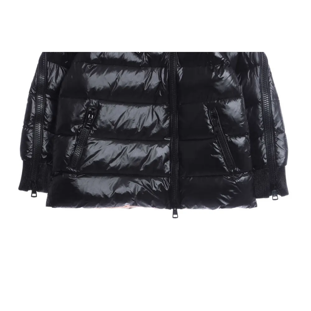 Pink lining down jacket with oblique zipper