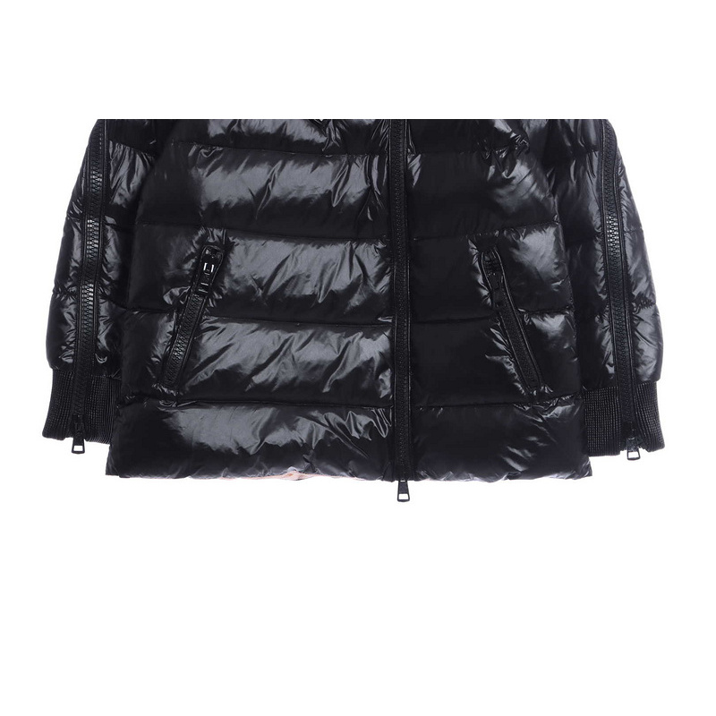 Pink lining down jacket with oblique zipper