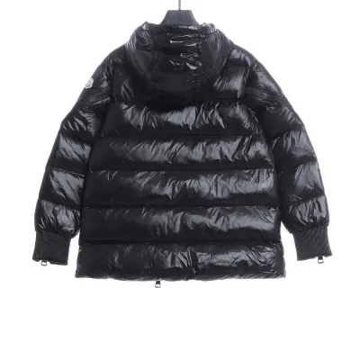 Pink lining down jacket with oblique zipper 02