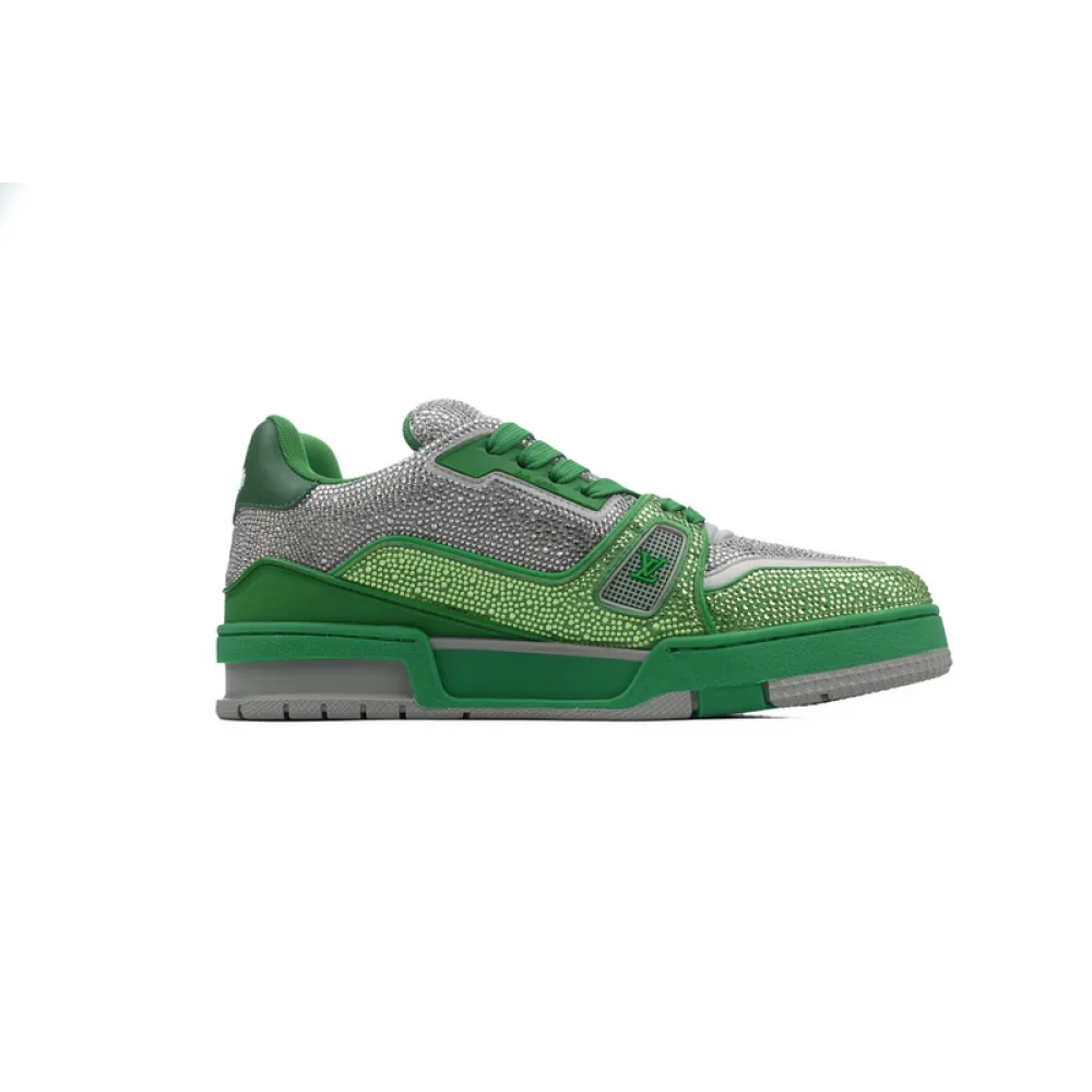 Louis Vuitton Trainer green gray diamond