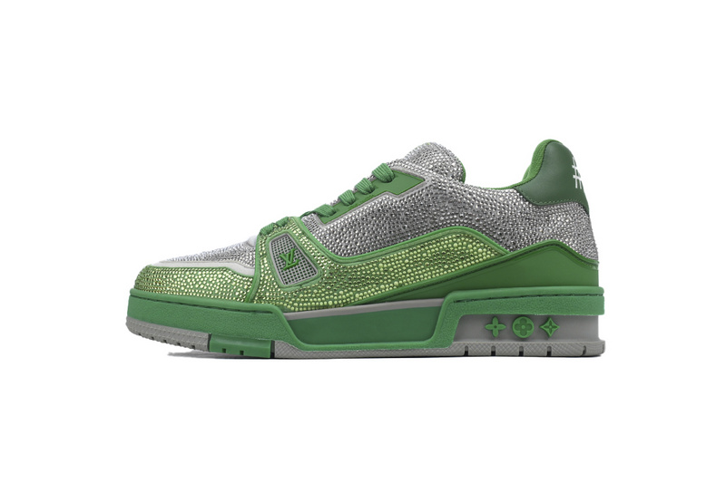 Louis Vuitton Trainer green gray diamond