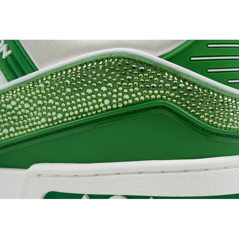 Louis Vuitton Trainer white green diamond