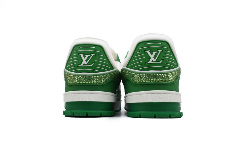 Louis Vuitton Trainer white green diamond