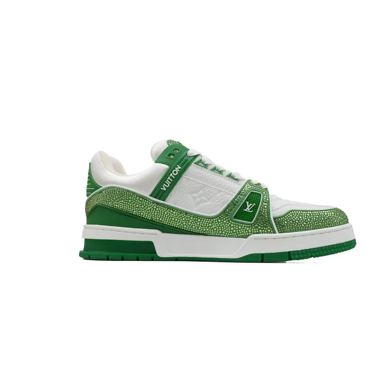 Louis Vuitton Trainer white green diamond