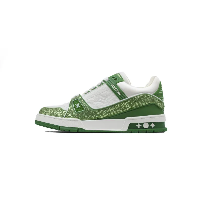 Louis Vuitton Trainer white green diamond