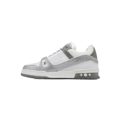 Louis Vuitton Trainer white gray diamond 01