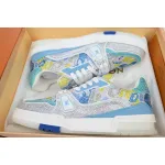 Louis Vuitton Trainer White blue camouflage diamond