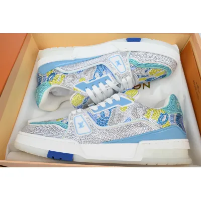 Louis Vuitton Trainer White blue camouflage diamond 02