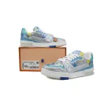 Louis Vuitton Trainer White blue camouflage diamond