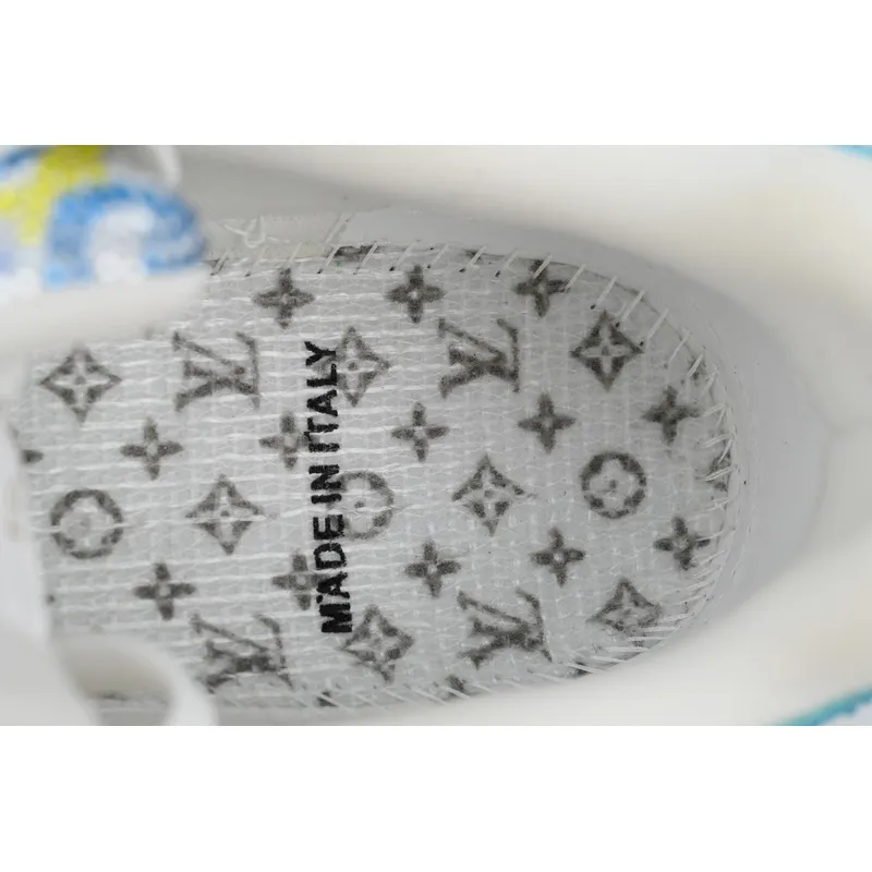 Louis Vuitton Trainer White blue camouflage diamond