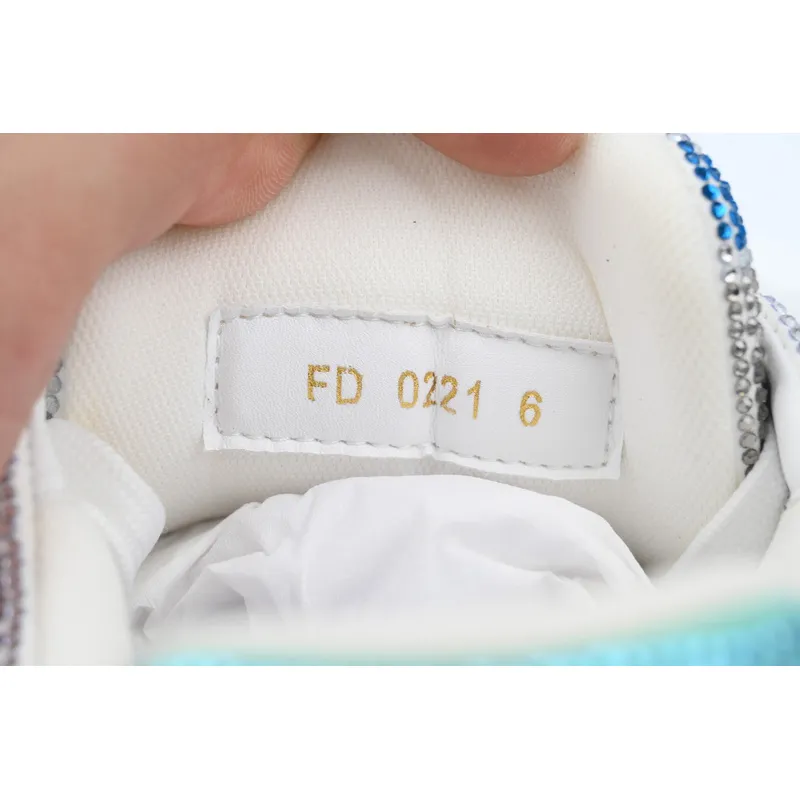 Louis Vuitton Trainer White blue camouflage diamond