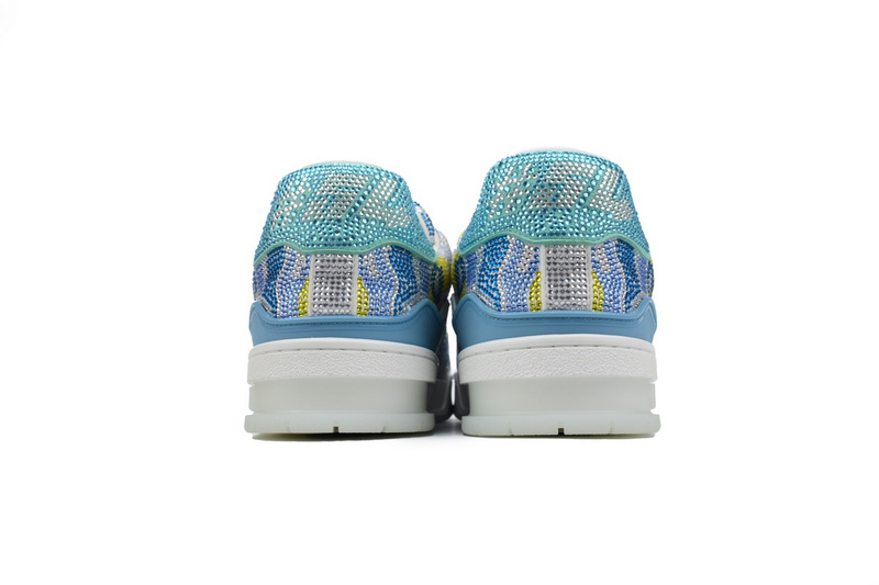 Louis Vuitton Trainer White blue camouflage diamond