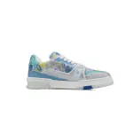 Louis Vuitton Trainer White blue camouflage diamond