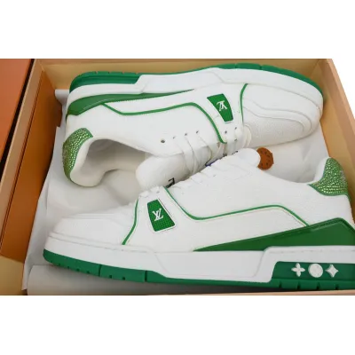Louis Vuitton Trainer White Green Tail diamond 02
