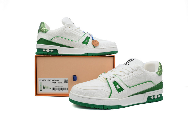 Louis Vuitton Trainer White Green Tail diamond