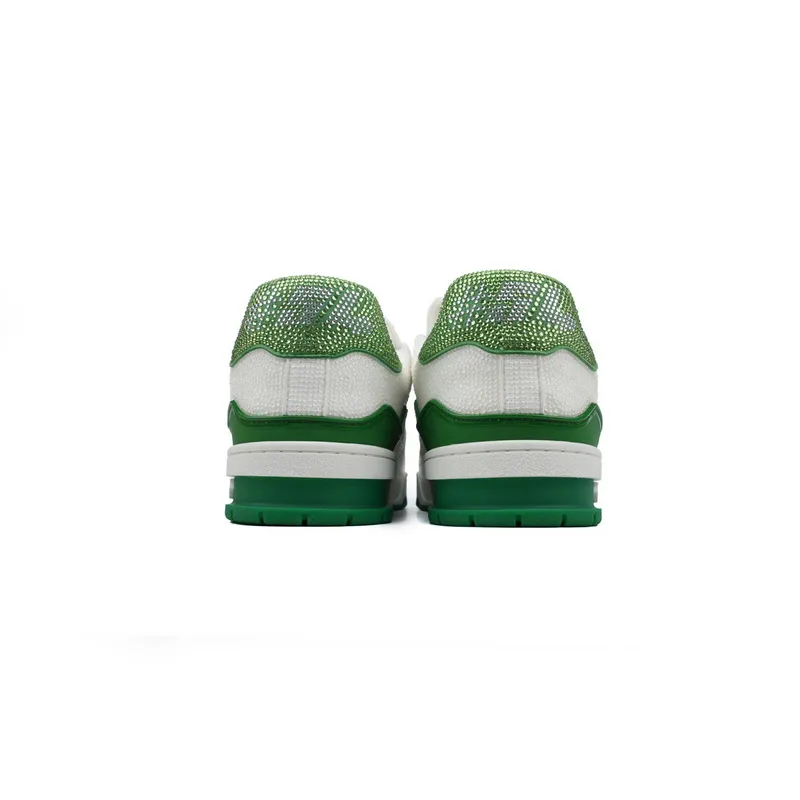 Louis Vuitton Trainer White Green Tail diamond