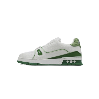 Louis Vuitton Trainer White Green Tail diamond 01