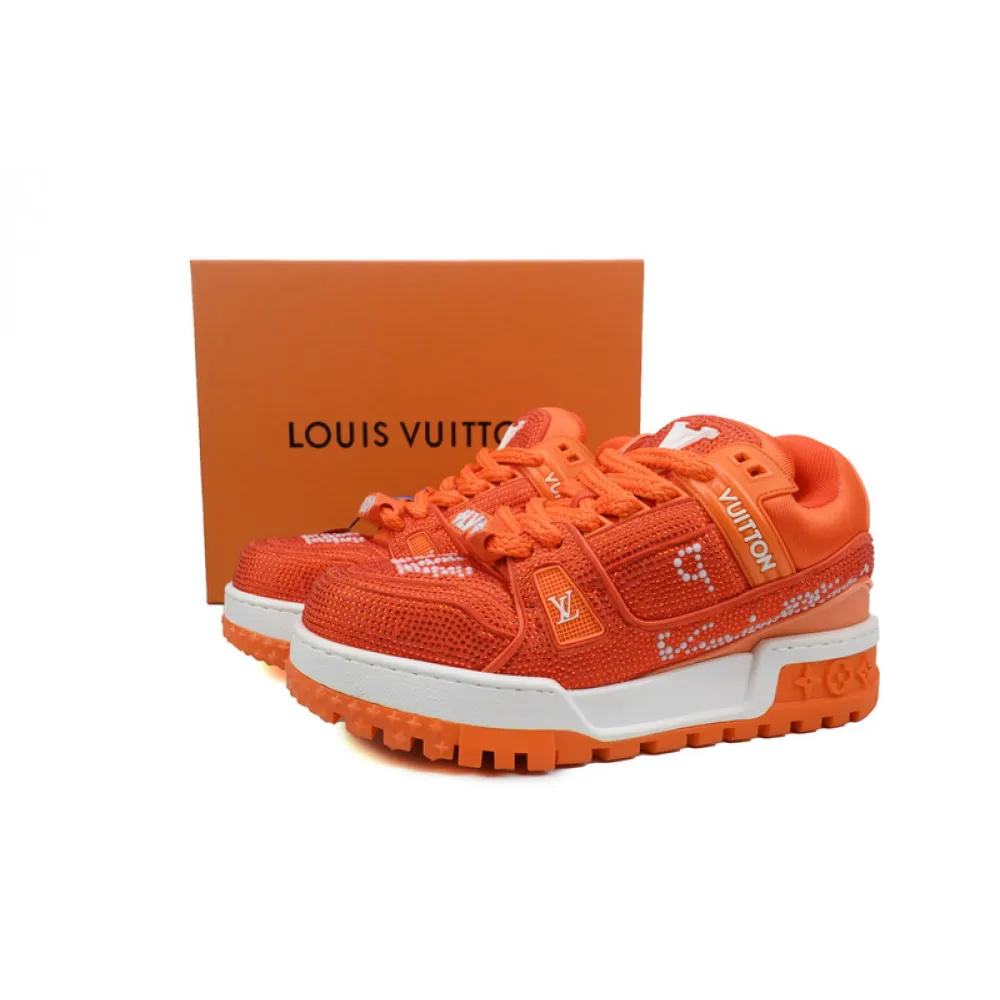 LOUIS VUITTON Trainer White orange diamond face