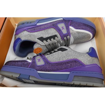 Louis Vuitton Trainer Gray Purple Diamond 02
