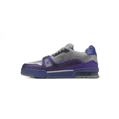Louis Vuitton Trainer Gray Purple Diamond 01