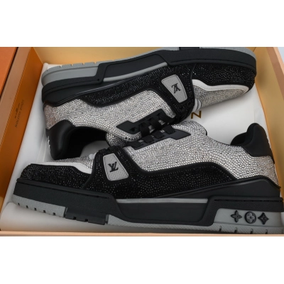 Louis Vuitton Trainer Black Silver Diamond 02