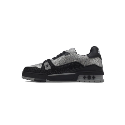 Louis Vuitton Trainer Black Silver Diamond 01