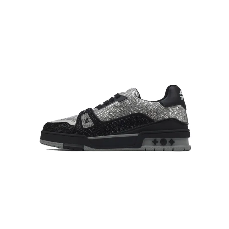 Louis Vuitton Trainer Black Silver Diamond