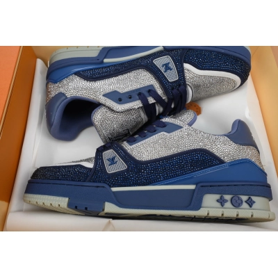 Louis Vuitton Trainer White Blue Diamond 02