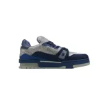 Louis Vuitton Trainer White Blue Diamond