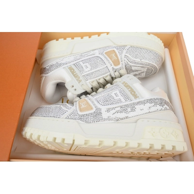LOUIS VUITTON Trainer White Khaki Diamond Face 02