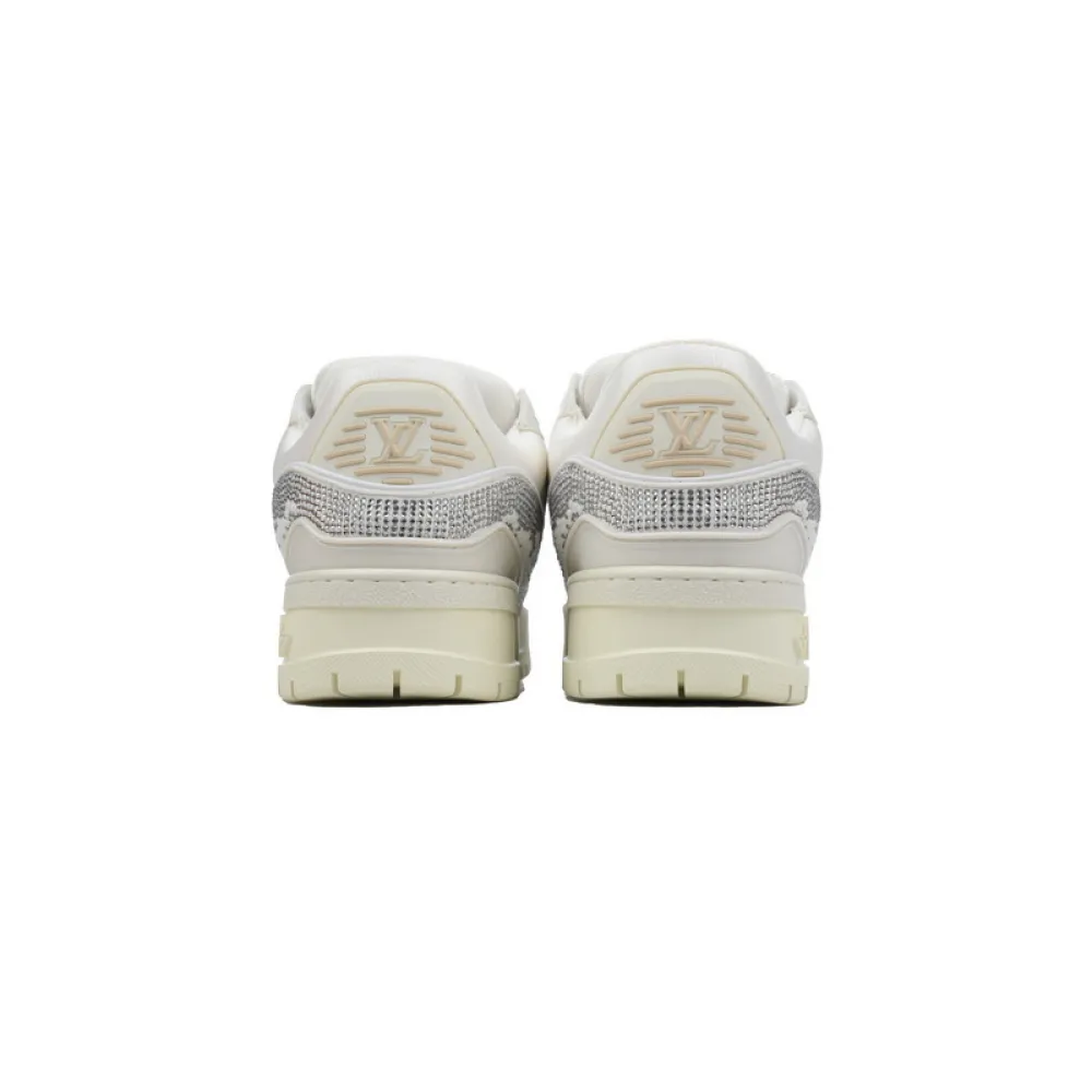 LOUIS VUITTON Trainer White Khaki Diamond Face