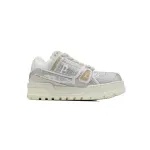 LOUIS VUITTON Trainer White Khaki Diamond Face