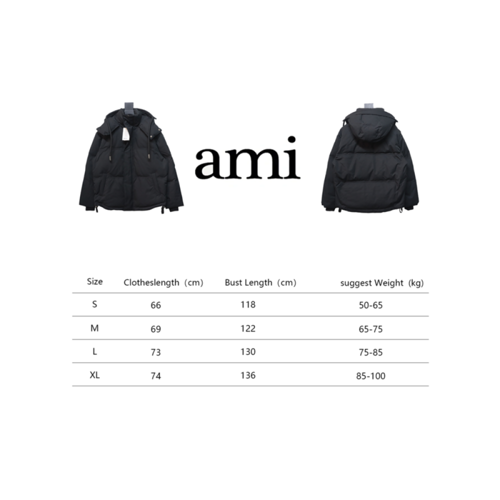 AMI Heart Shape Short Down Jacket Black