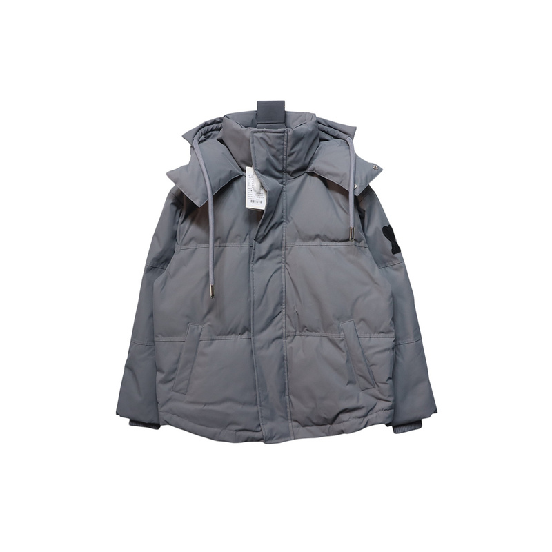 AMI Heart Shape Short Down Jacket Gray