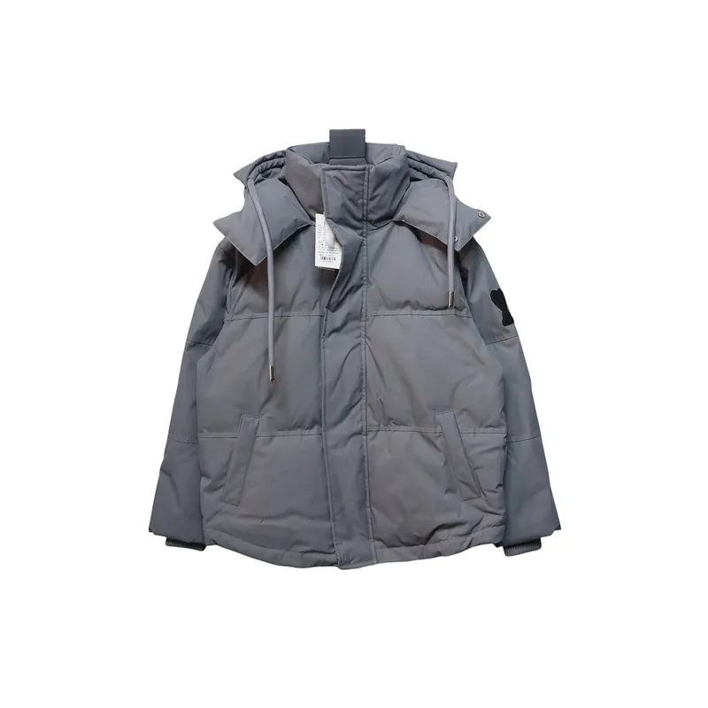 AMI Heart Shape Short Down Jacket Gray
