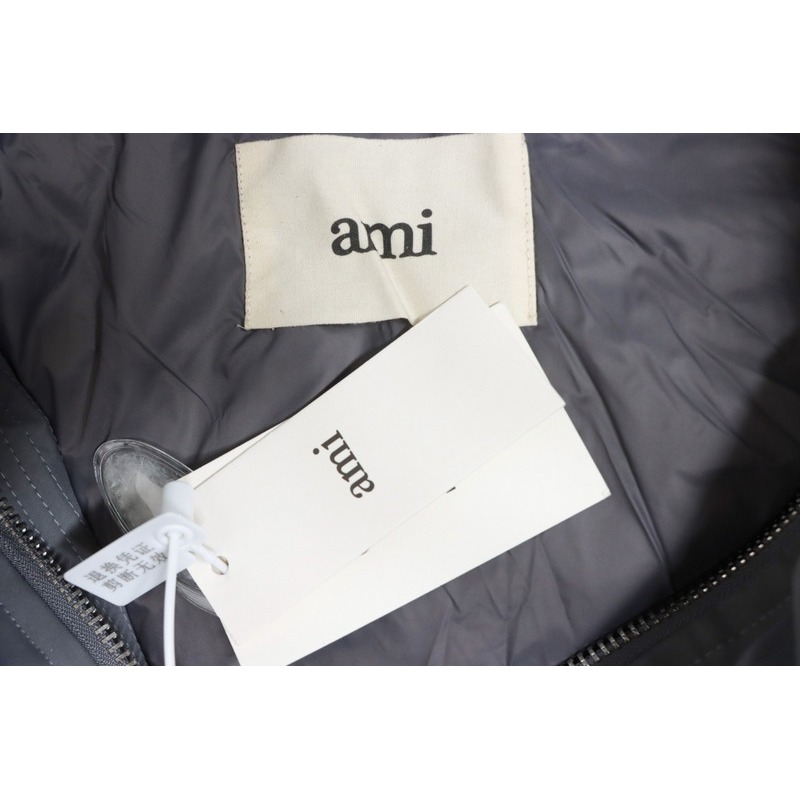 AMI Heart Shape Short Down Jacket Gray