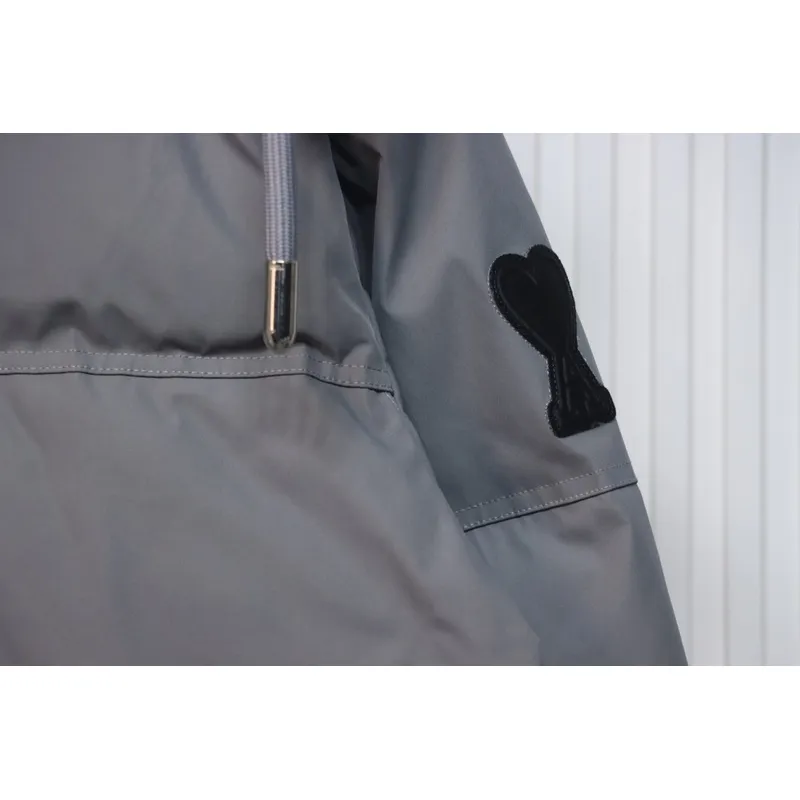 AMI Heart Shape Short Down Jacket Gray