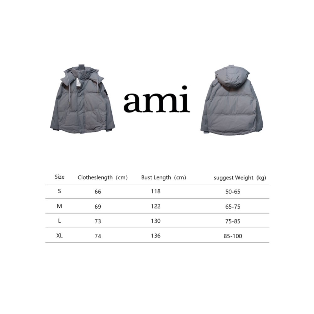AMI Heart Shape Short Down Jacket Gray