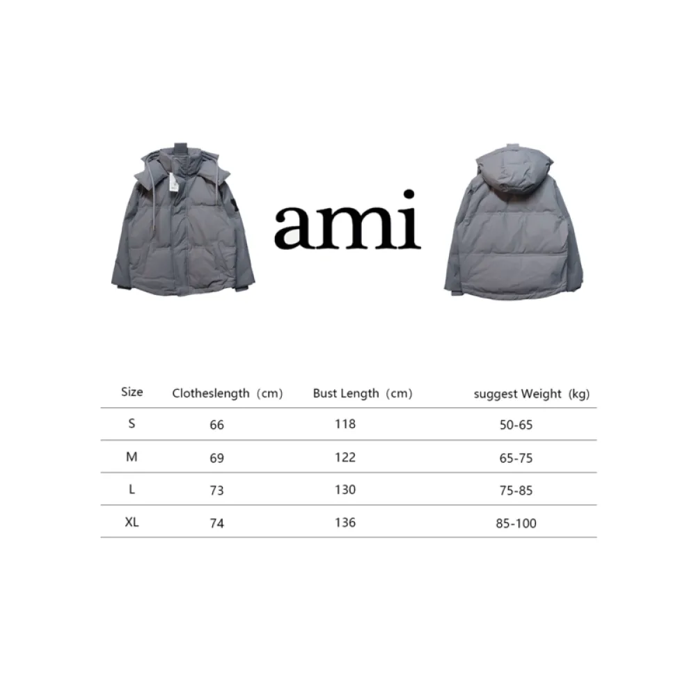 AMI Heart Shape Short Down Jacket Gray