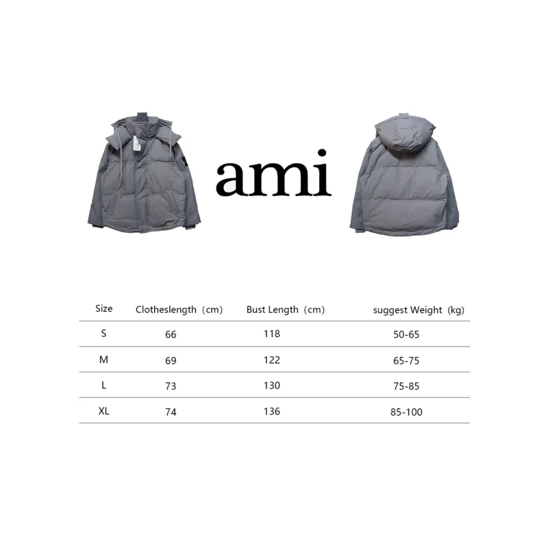 AMI Heart Shape Short Down Jacket Gray