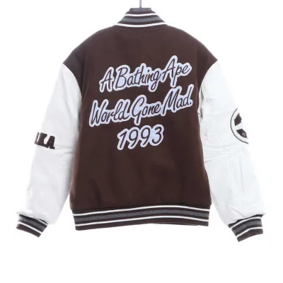 BAPE baseball jacket brown 02